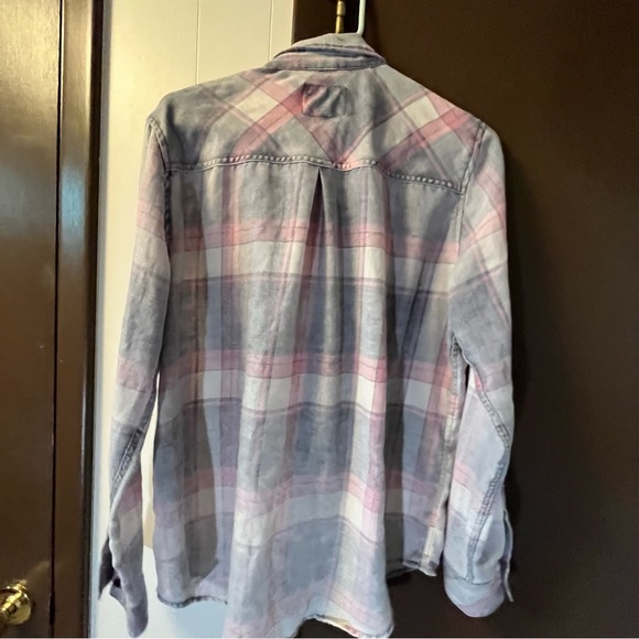 Rails Hunter Plaid Flannel Button Down Shirt Storm Pink Cloud Wash Pocket L - Picture 3 of 9